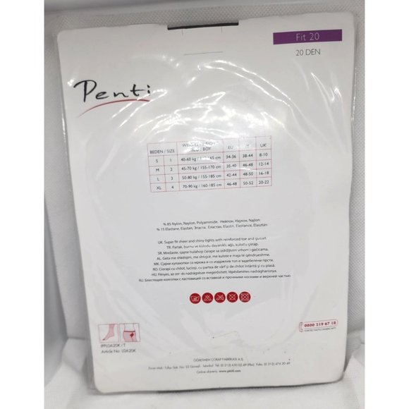 Penti 20 Denier Deep Brown Small #1 Nylon Super Fit Sheer & Shiny Durable Tights - Picture 7 of 9